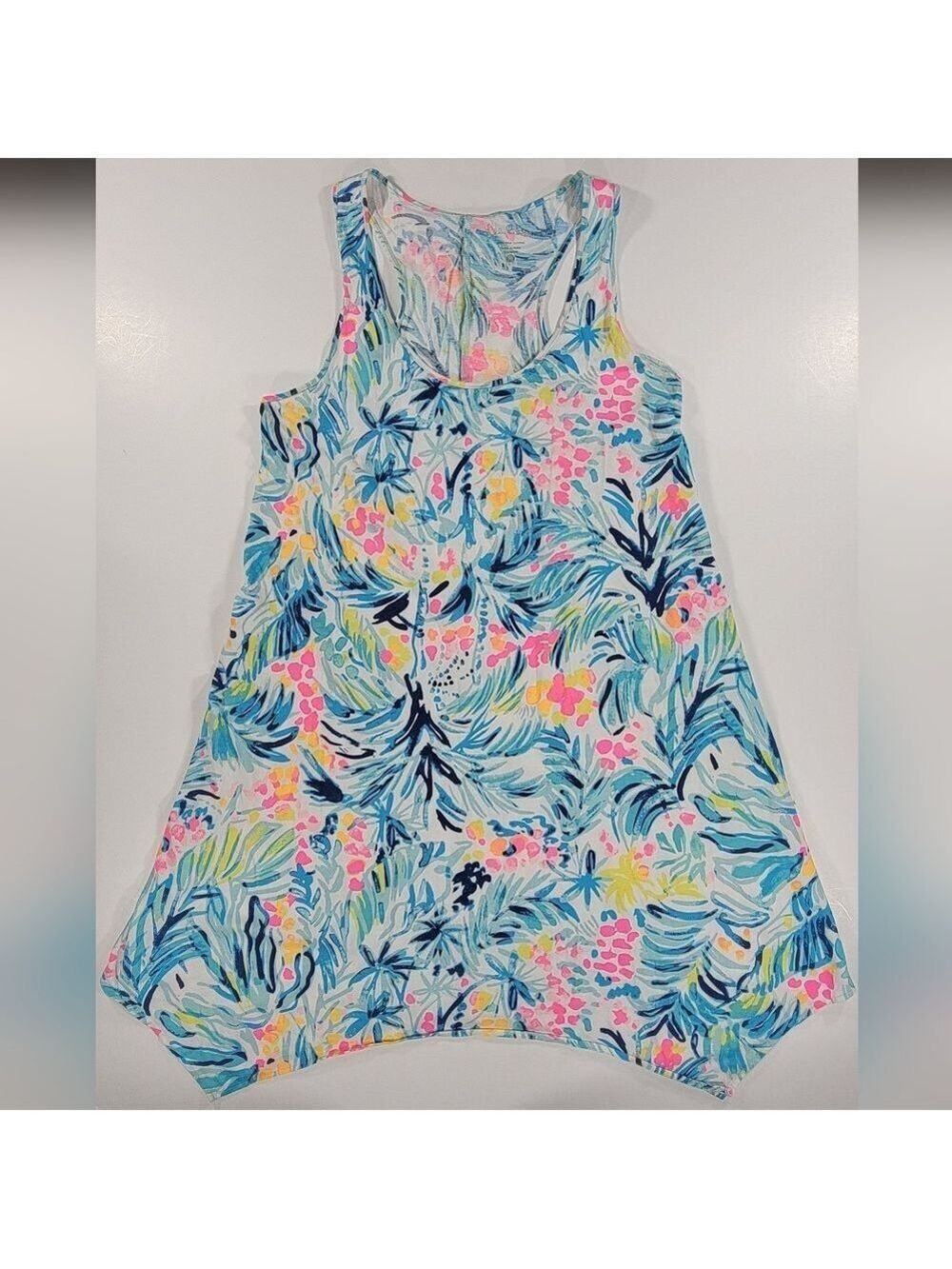 Lilly Pulitzer Dress Womens Medium Melle Serene Blue Tippy Top Pima Tank Beach - Picture 1 of 7